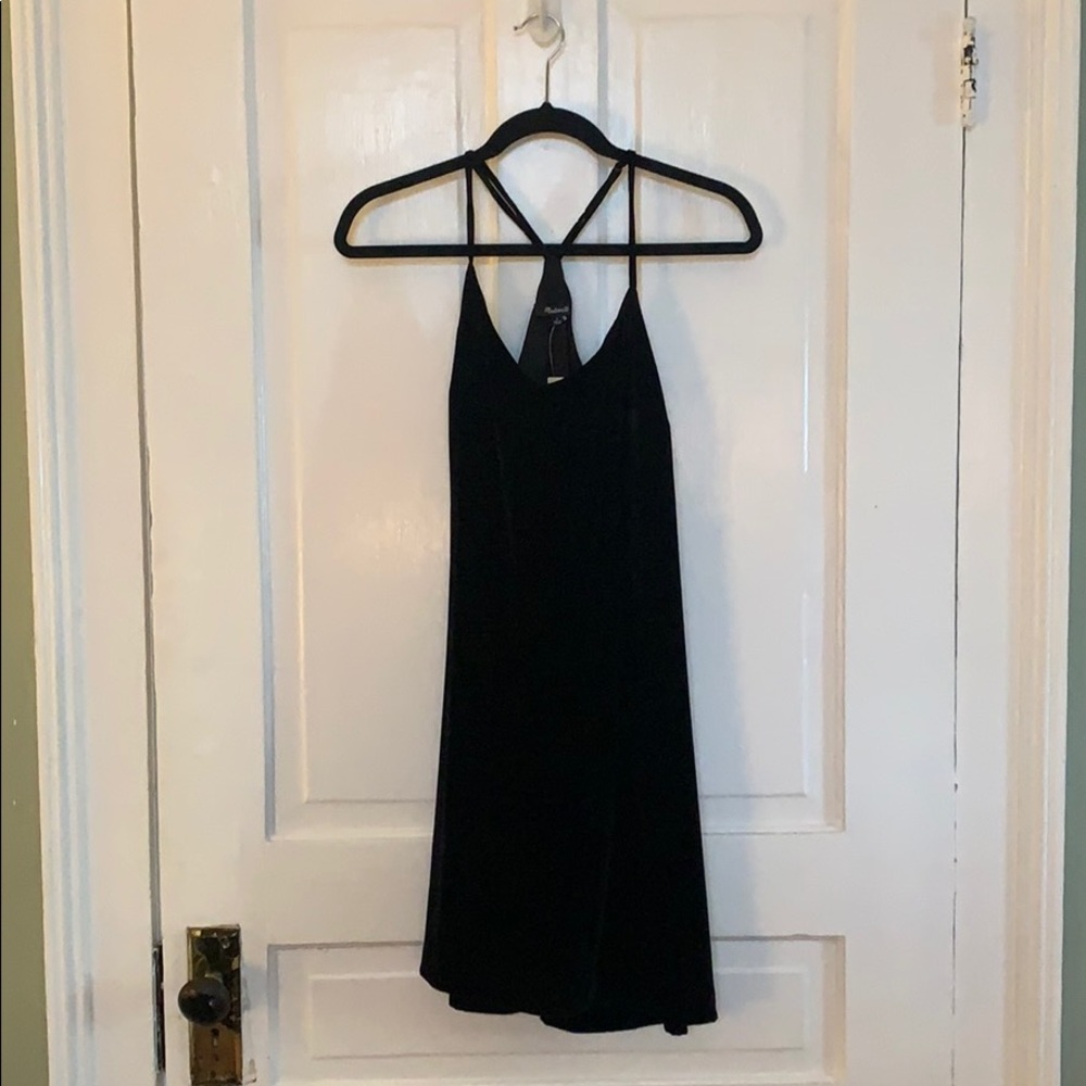 Madewell black velvet slip dress